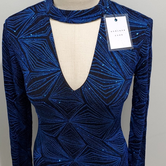 NEW Endless Rose Long Sleeves Sexy Bodycon Glitter Dress Size S - Picture 3 of 6